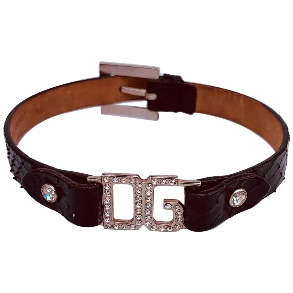 Dolce & Gabbana Vintage Black Textured Choker Necklace with Sparkling Buckle